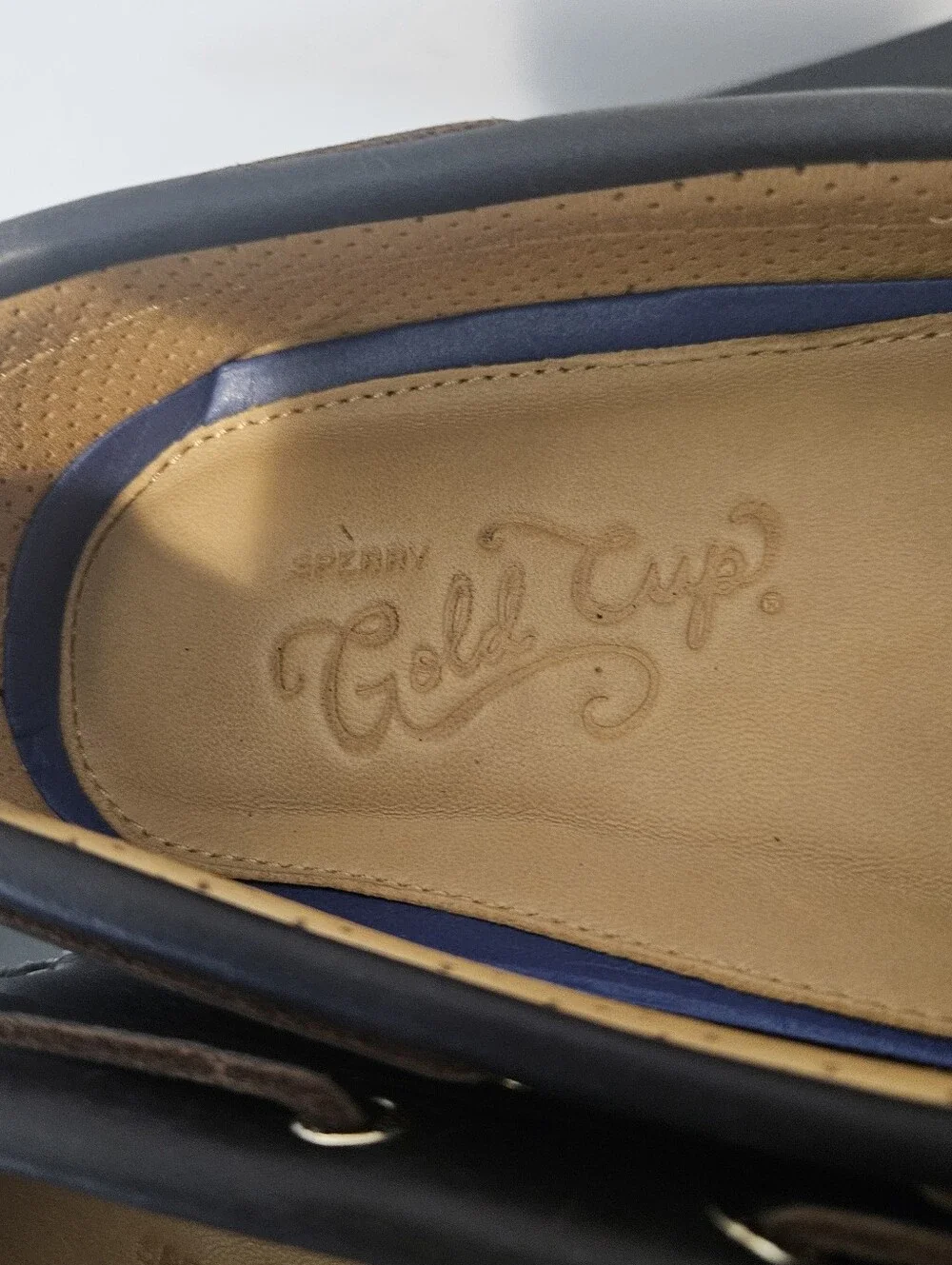 Sperry Gold Cup Authentic Original 2-Eye Boat Shoe Flat Heel Blue Size 9
